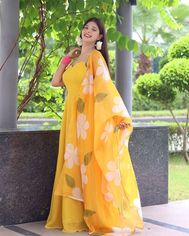 Yellow colour sale frock suit