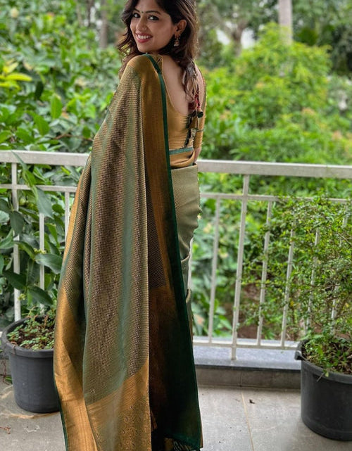 Load image into Gallery viewer, Jacquard Wedding Wear Soft Silk Designer Saree In Green
