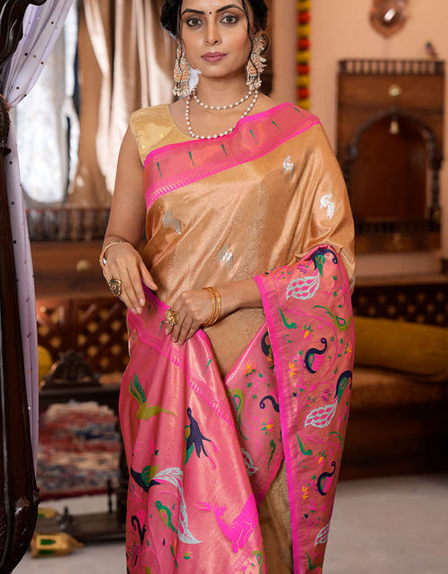 Load image into Gallery viewer, Jacquard Weaving Paithani Silk Festive Wear Saree In Light Pink
