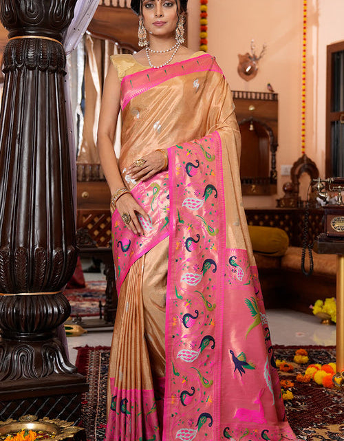 Load image into Gallery viewer, Jacquard Weaving Paithani Silk Festive Wear Saree In Light Pink
