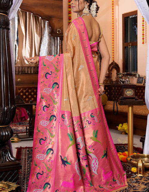 Load image into Gallery viewer, Jacquard Weaving Paithani Silk Festive Wear Saree In Light Pink
