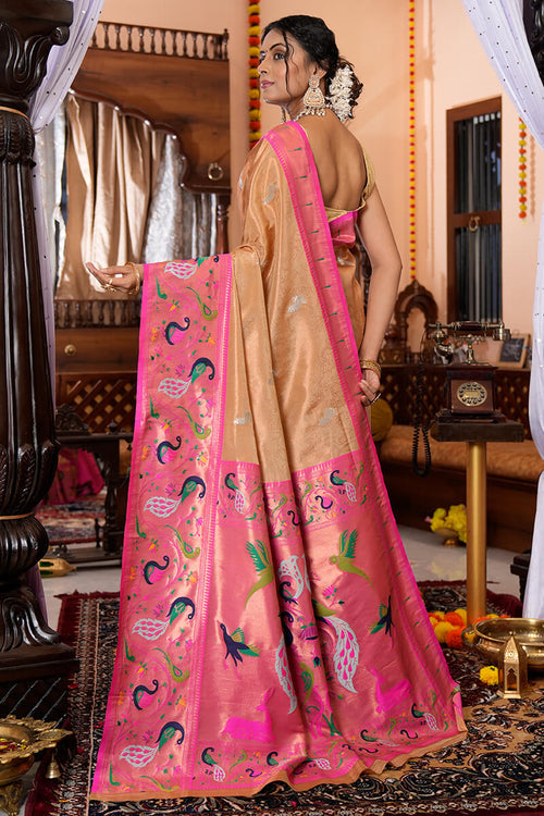 Jacquard Weaving Paithani Silk Festive Wear Saree In Light Pink