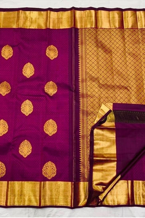 Festive Wear Jacquard Wine Soft Banarasi Silk Saree