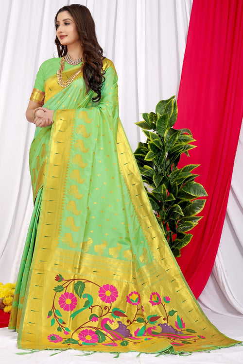 Brocade border Semi Paithani Saree - Nishalika