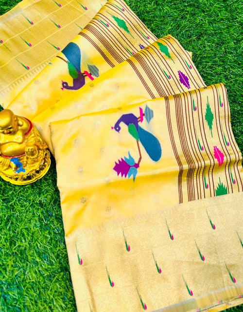 Load image into Gallery viewer, Jacquard Weaving Festive Wear Yellow Paithani Silk Saree
