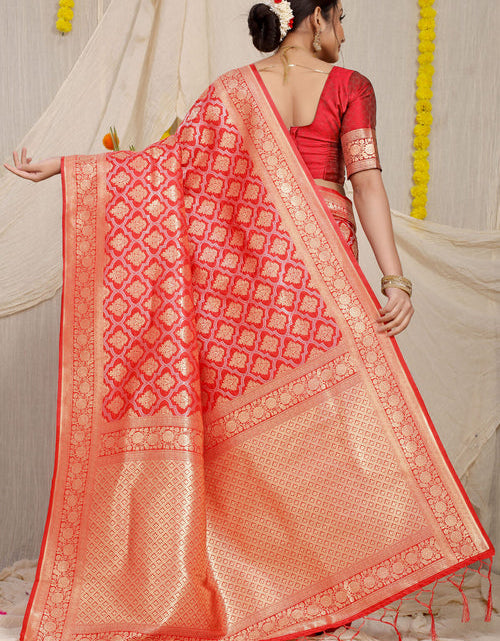 Load image into Gallery viewer, Kanjivaram Silk Wedding Wear Jacquard Weaving Saree In Red
