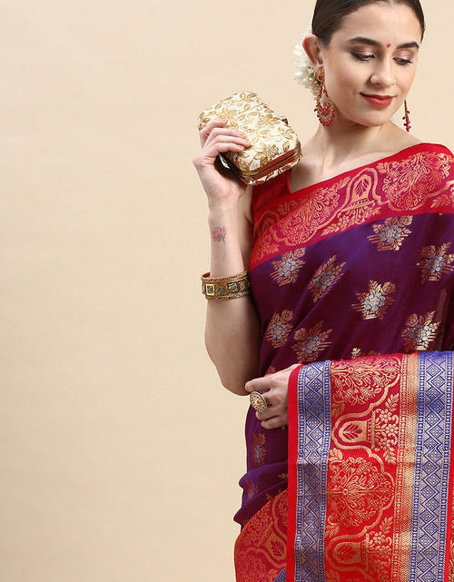 Load image into Gallery viewer, Zari Weaving Kanjivaram Silk Sangeet Wear Saree In Purple
