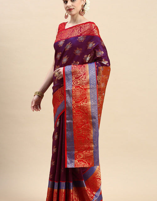 Load image into Gallery viewer, Zari Weaving Kanjivaram Silk Sangeet Wear Saree In Purple
