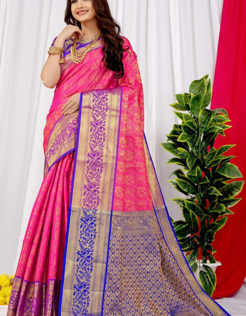 Load image into Gallery viewer, Jacquard Dark Pink Soft Banarasi Silk Sangeet Wear Saree
