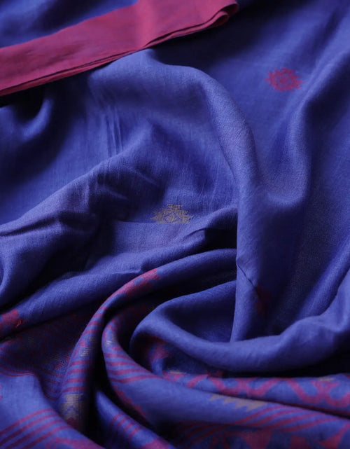 Load image into Gallery viewer, Festive Wear Blue Soft Cotton Silk Weaving Saree
