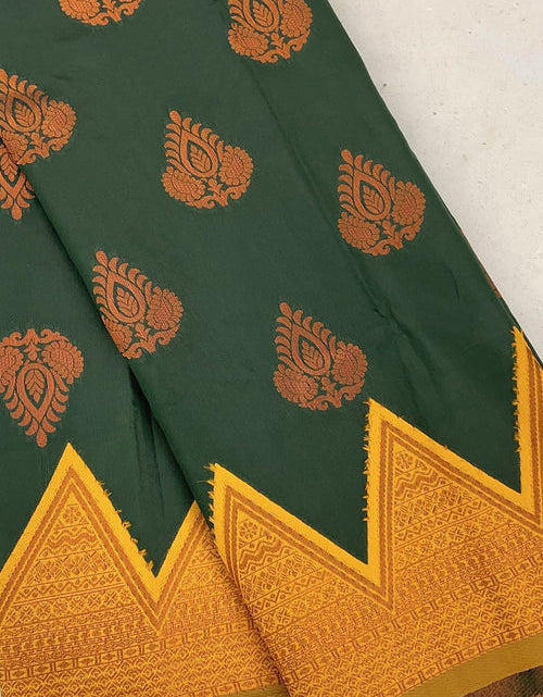 Load image into Gallery viewer, Festive Wear Jacquard Green Soft Banarasi Silk Saree
