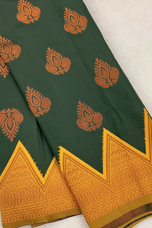 Festive Wear Jacquard Green Soft Banarasi Silk Saree